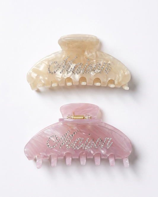 Hair clips pink/white